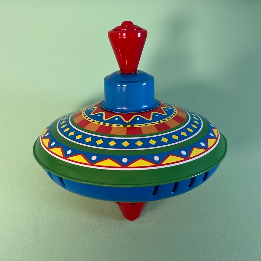 2008 Schylling 6” Spinning Tin Top Kids Toy, Kids Interactive Toy, Balance Toy